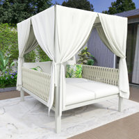 Outdoor Patio Sunbed With Curtains by Latitude Run