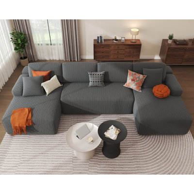 126.2" Modular Couch U-Shaped Cloud Comfort Sectional Sofa With Double Chasie by Mercer41