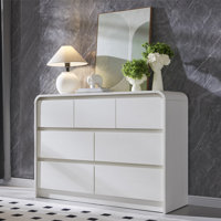 Maud Modern 7 Drawers Dresser for Bedroom, 47" Wide Wood Dressers & Chests of Drawers w/Curved Profile Design by Ebern Designs
