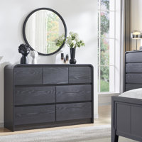 Maud Modern 7 Drawers Dresser for Bedroom, 47" Wide Wood Dressers & Chests of Drawers w/Curved Profile Design by Ebern Designs