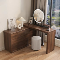 Modern Makeup Vanity Table Set Extendable Storage Cabinet by Orren Ellis