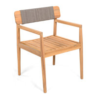 Corwyn Patio Acacia Wood Woven Rope Dining Chairs With Armrests by Bay Isle Home