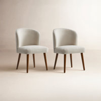 Davia Mid-Century Modern Upholstered Dining Chair with Solid Wood Leg by AllModern