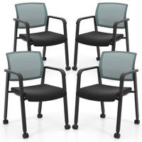 Conference Chairs Set Of 4 Stackable Office Guest Mesh Chair Waiting Room Wheels by Inbox Zero