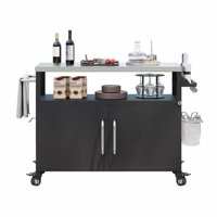 Opaline Rolling 54.5" Outdoor Kitchen Island With Stainless Steel Tabletop With Lockable Wheels by Lark Manor