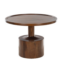Round Mango Wood Coffee Table – 27.5†Accent Table with Rimmed Top by Loon Peak