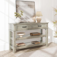 Farmhouse Console Table, Rustic Entryway Table with 2 Drawers and 2 Shelves by Winston Porter