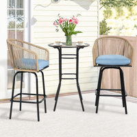 3-Piece Outdoor Rope Woven Bar Set With Soft Cushions by Bay Isle Home