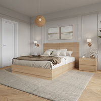 Douglas 4 Piece Bedroom Set With Headboard, Slatted Bedframe, 2 Nightstands by Latitude Run