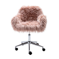 HengMing Modern Faux fur home office chair, fluffy chair for girls, makeup vani Chair by Ivy Bronx