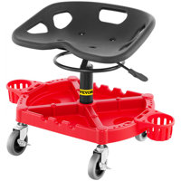 Rolling Garage Stool, 300LBS Capacity, Adjustable Height from 18 in to 23 in, 360-degree Swivel Wheels (4"), Large Tool Tray with Two Bottle Holder, f by 17 Stories