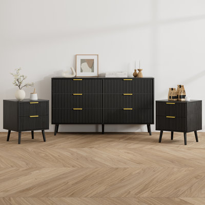 3-Piece Bedroom Set (1 Dresser + 2 Nightstands) by George Oliver