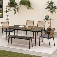 6 Pieces Rectangular Outdoor Dining Set with bench by Corrigan Studio