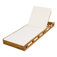 Hofstetter Patio Adjustable Acacia Wood Patio Chaise Lounge With Cushion