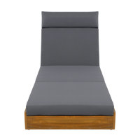 Hofstetter Patio Adjustable Acacia Wood Patio Chaise Lounge With Cushion by Latitude Run