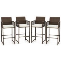 Patio Bar Stools Pe Rattan Bar Height Chairs With Backrests & Armrests by Red Barrel Studio