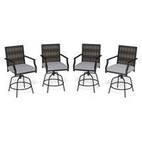 Outdoor Pe Wicker Swivel Bar Stools Set With Back Armrests And Cushion by Red Barrel Studio