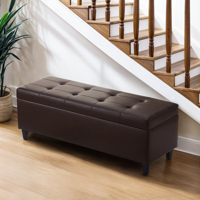 50.5‘ Wide Tufted Faux Leather Upholstered Storage Bench by Hokku Designs