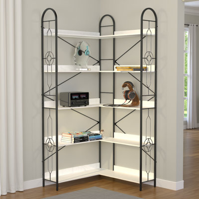 Industrial Shelf, Vertical Corner Bookshelf with Open Back