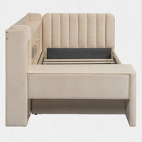 Twin Upholstered Storage Daybed With Desk, Cabinets And Drawers