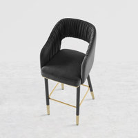 Modern Velvet Bar Stools With Upholstery Gray