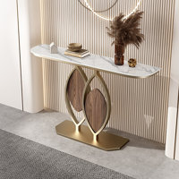 Duo 39.4" White Console Table Modern Accent Table For Entryway With Sintered Stone Top by Everly Quinn