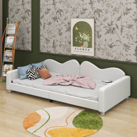 Upholstered Sherpa Fabric Bed With Cloud-Shaped Backrest by Lark Manor