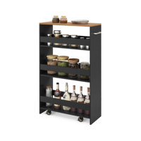 4-Tier Rolling Storage Cart Slim Kitchen Cart on Wheels with Open Shelves and Handle by Ebern Designs