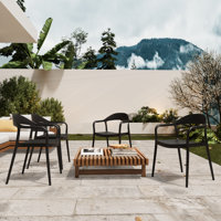 Indoor/outdoor All Weather Restaurant Dining Chairs Stackable Armchair (set Of 4) by George Oliver