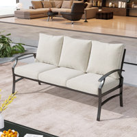Nickita Metal 3-person Patio Outdoor Sofa With Cushions by Winston Porter