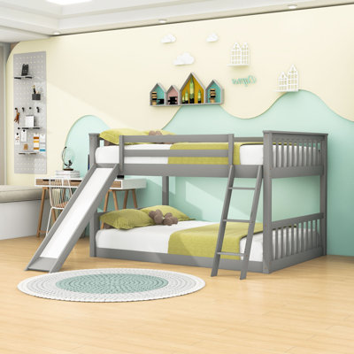 Wooden Full Over Full Bunk Bed With Reversible Slide And Ladder by Harriet Bee