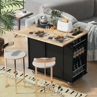 Kitchen Storage Island with Drop Leaf and Rubber Wood by Winston Porter