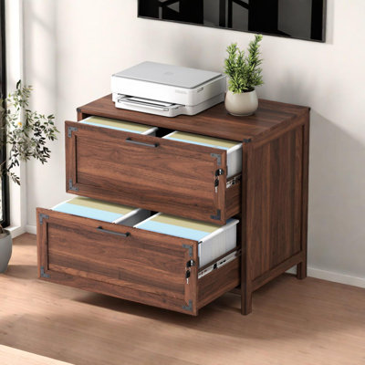 Farmhouse Style 2 Drawer Filing Cabinet with Lock, Ideal for Home Office Use by Gracie Oaks