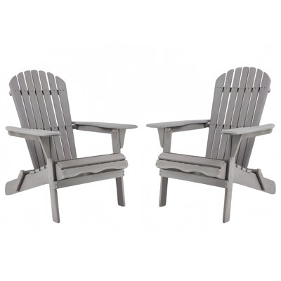 Wooden Folding Adirondack Chair (2-Pack),For Garden, Lawn, Backyard by Beachcrest Home