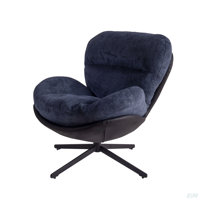 360° Swivel Office Chair, Modern Chenille Chair With Faux Leather And Black Metal Base Frame, No Wheels, Accent Chair For Small Spaces, Living Room, O by Corrigan Studio