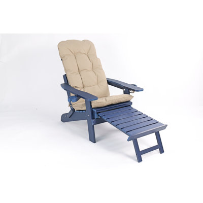 Poly Lumber Folding Adirondack Chair with Cup Holders, Ottoman and Cushion by Beachcrest Home
