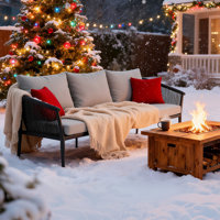 The Rope Patio 3-seater Sofa with Cushions & Armrest & Backrest
