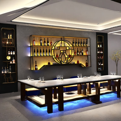 Modern Metal Wine Bottle & Glass Rack(Excluding LED lights) by Orren Ellis