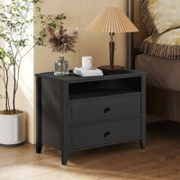 29.9" W Wood Nightstand With Two Drawers by Winston Porter