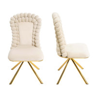 Velvet Accent Chairs Set of 2 for Living Room, Vanity Chair with Gold Metal Legs, Upholstered Dining Chairs,360° swivel for bedroom,Living Room, Dinin by Everly Quinn