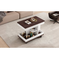 360° Rotating Lift Top End Table, Multifunctional Fluetd Side Table With Wheels by Latitude Run