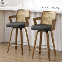 Upholstered Cane Back Counter & Bar Stool With Armrest by Bayou Breeze