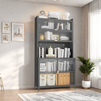Tall Kitchen Pantry Cabinet With Flip Doors, Adjustable Shelves, Pegboard With Wire Holes And Side Hooks by Ebern Designs