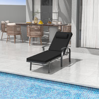 Deianna Adjustable Outdoor Aluminum Chaise Lounge Chair with Cushions, Ergonomic Armrests & Rust-Resistant Frame for Sunbathing by Red Barrel Studio