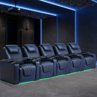 Top Grain Leather Home Theater Seating 7 Color Ambient Lighting Row Of 5 Loveseat Left by Orren Ellis