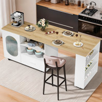 Kitchen Island With Extended Table, Storage Cabinet, Drawers by Latitude Run
