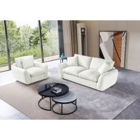 Upholstered Flared Arm Modular Living Room Sofa 2-Piece Set with Down-Filled Deep Seat (Chair + 97.5"W Sofa) by Wrought Studio