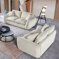 Upholstered Flared Arm Modular Living Room Sofa Set with Down-Filled Deep Seat (75.5"W Loveseat + 97.5"W Sofa)