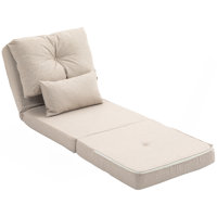 Convertible Flip Chair, Floor Lazy Sofa, Folding Upholstered Couch Bed With Adjustable Backrest, Metal Frame And Pillows For Living Room Bedroom by Hokku Designs