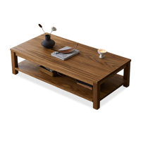 Brown Solid Wood Rectangular Coffee Table by Hokku Designs